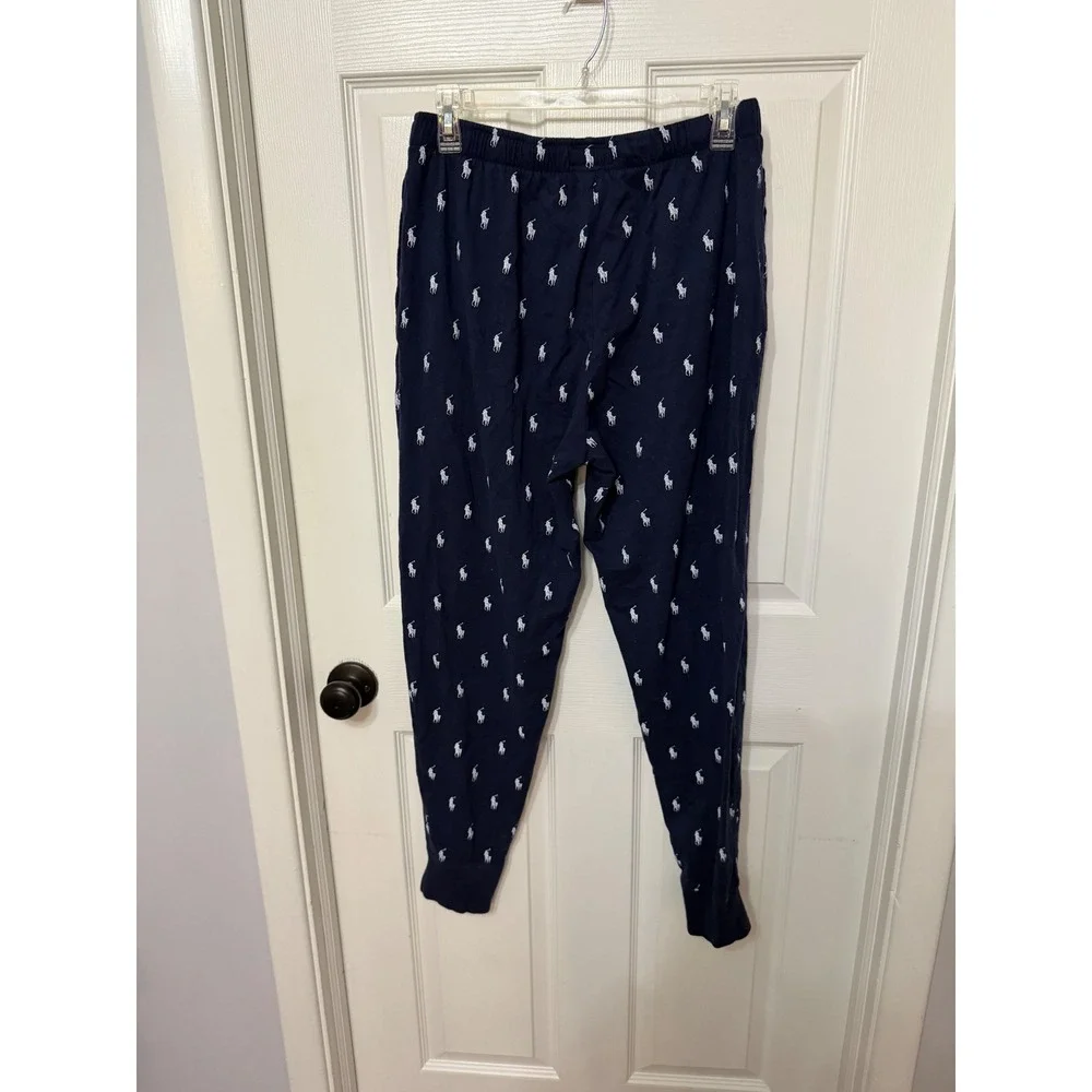 Polo Ralph Lauren Mens Navy Blue‎ Pony Logo Sleepwear Jogger Pants Size Medium
